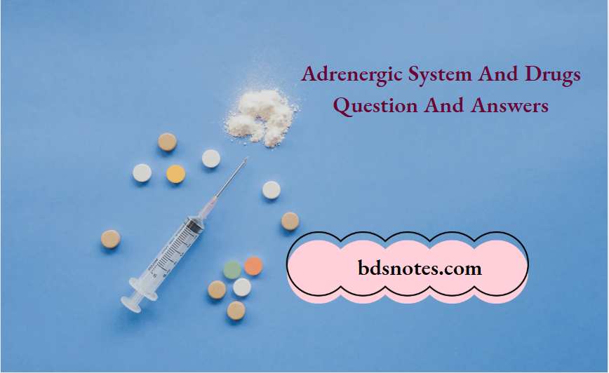 Adrenergic System And Drugs Question And Answers