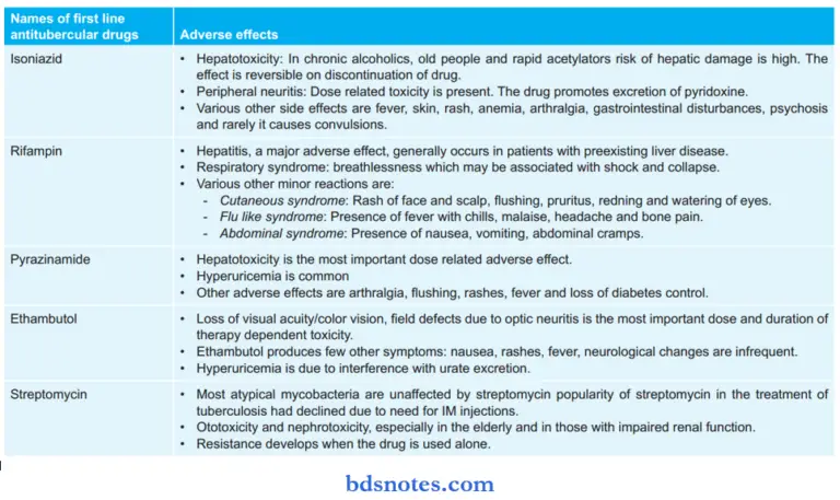 Antitubercular Drugs Question And Answers - BDS Notes