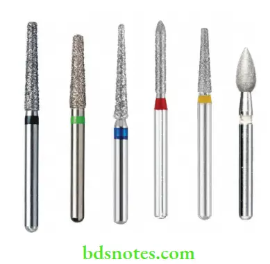 Abrasion And Polishing Abrasive and polishing Diamond burs of various grits