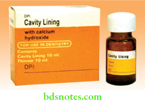 Dental Materials Cavity Liners And Varnish Calcium hydroxide suspension used for cavity lining