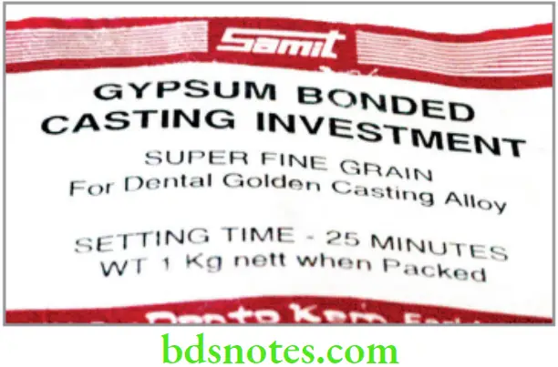 Dental Materials Gypsum Products Gypsum bonded investment