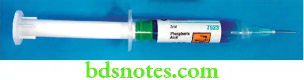 Dental Materials Resin based Composites and Bonding Agents 37% phosphoric acid in a syringe