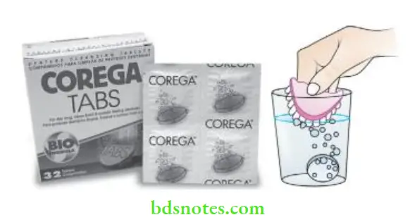 Denture Resins And Polymers Immersion type denture cleaning tablets.