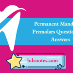 Permanent Mandibular Premolars