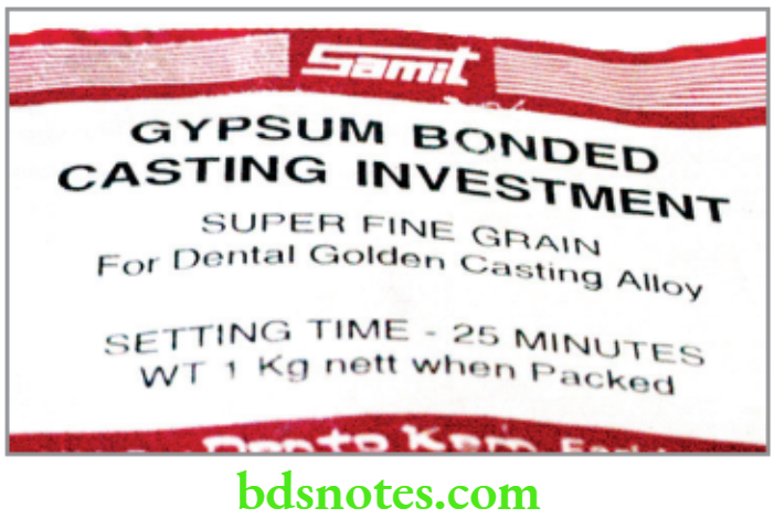 Dental Materials Gypsum Products Gypsum bonded investment