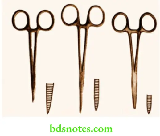 Instrument A Mosquito forceps; B Curved artery forceps; C Straight artery forceps