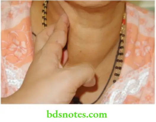 The Thyroid Gland Laheys Method Can be done from front pushing the gland To the Opposite Side And Feel The Posteromedial Surface Of The Opposite Lobe For Any Nodules