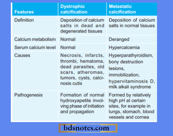 Dystrophic vs Metastatic Calcification Comparison