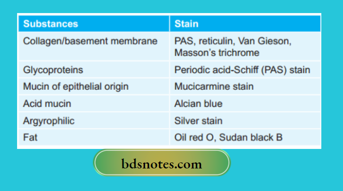 Histological Stains Reference Chart