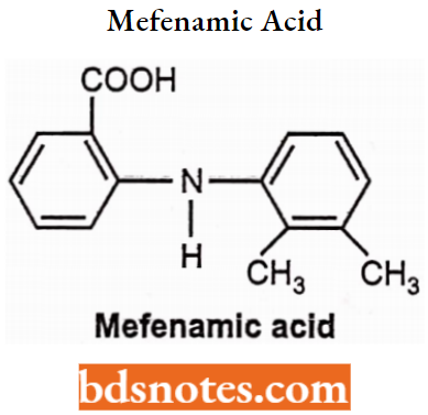 Drugs Acting On Central Nervous System Mefenamic Acid