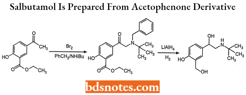 Drugs Action On Autonomic Nervous System Salbutamol Is Prepared From An Acetophenone Derivative