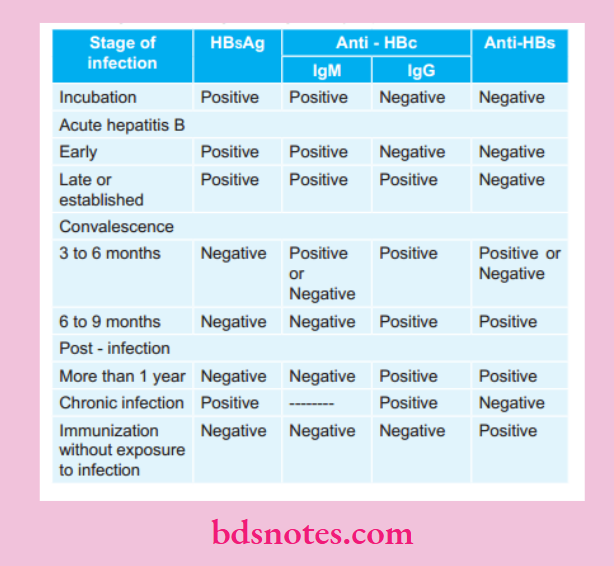 The serological diagnosis of hepatitis B