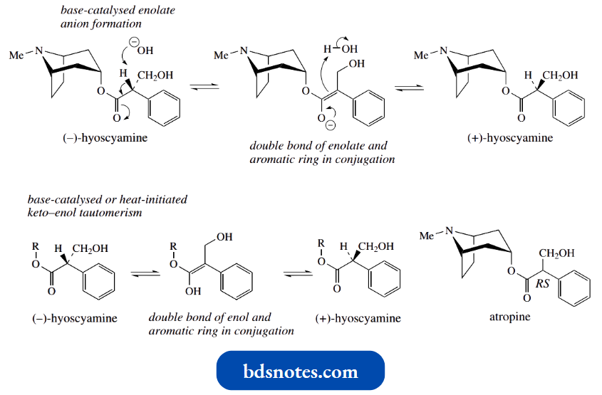Nucleophilic Reactions Involving Enolate Recemization Of Hyoscyamine To Atropine