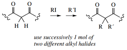 Nucleophilic Reactions Involving Enolate Two Different Alkyl Halides