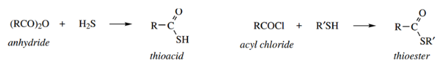 Nucleophilic Reactions Of Carbonyl Groups Carboxylic Acid Derivatives Containing Sulfur, Such As Thioacids And Thioesters.