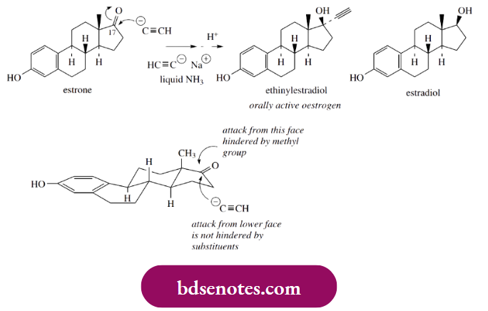 Nucleophilic Reactions Of Carbonyl Groups The Natural Oestrogen Estrone Can Be Converted Into The Drug Ethinylestradiol