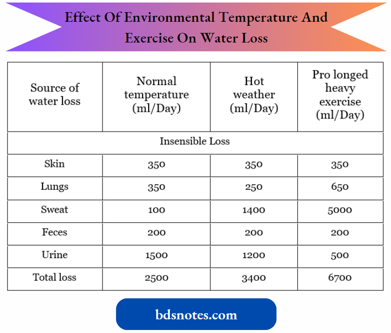 Regulation Of Body Fluid Osmolality Effect Of Environmental Temperature And Exercise On Water Loss