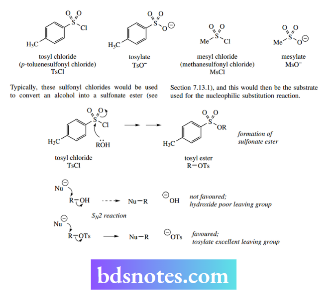 Nucleophilic Reactions Nucleophilic Substitution Tosly Chloride Mesyl Chloride